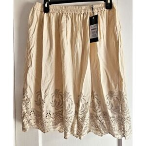 NWT SOAKED in Luxury  SL LANDRA  floral eyelet scalloped hem skirt womans L